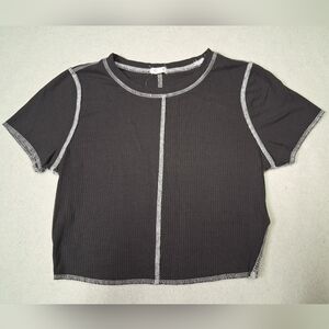 Garage Grey/Black Ribbed Top with White Stitching